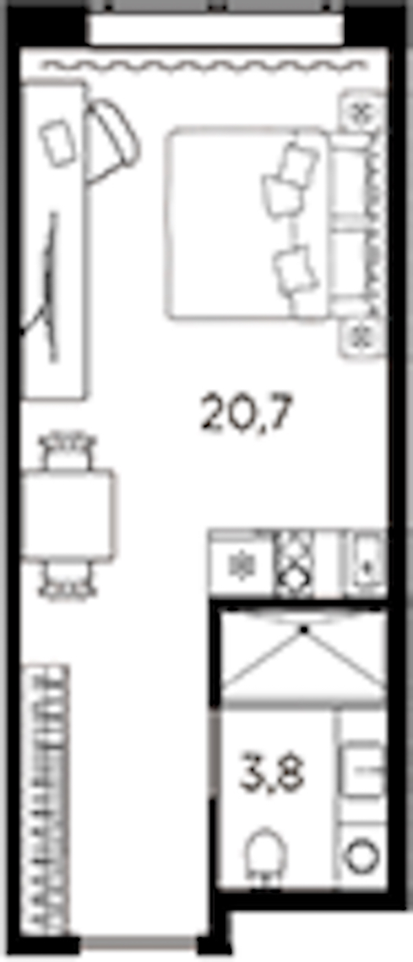 Квартира студия 24.5 м², 7/13 эт., ЖК «AVENIR Industrial»